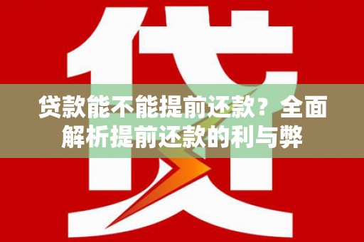 永泰贷款能不能提前还款？全面解析提前还款的利与弊