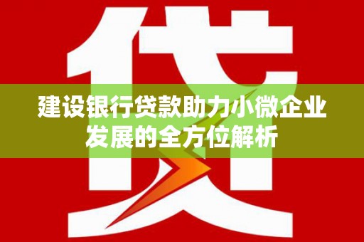 永泰建设银行贷款助力小微企业发展的全方位解析