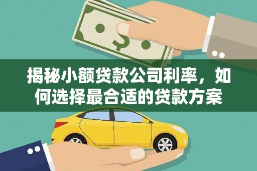 永泰揭秘小额贷款公司利率，如何选择最合适的贷款方案